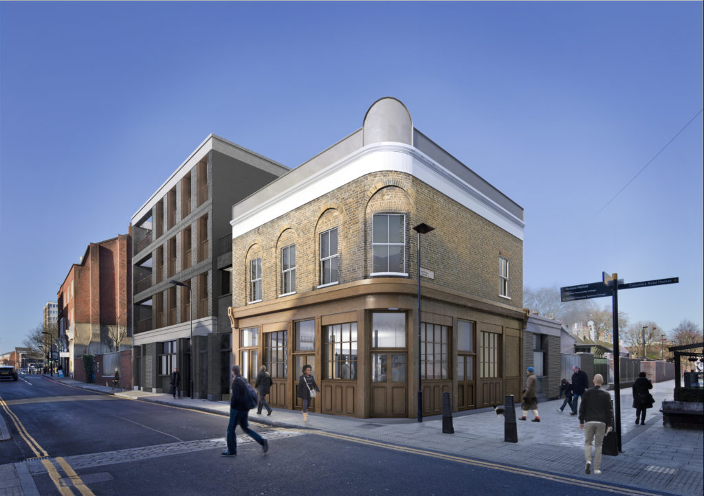Geffrye Museum development - view of cafe in refurbished former pub on Cremer Street. credit Wright & Wright Architects Ltd